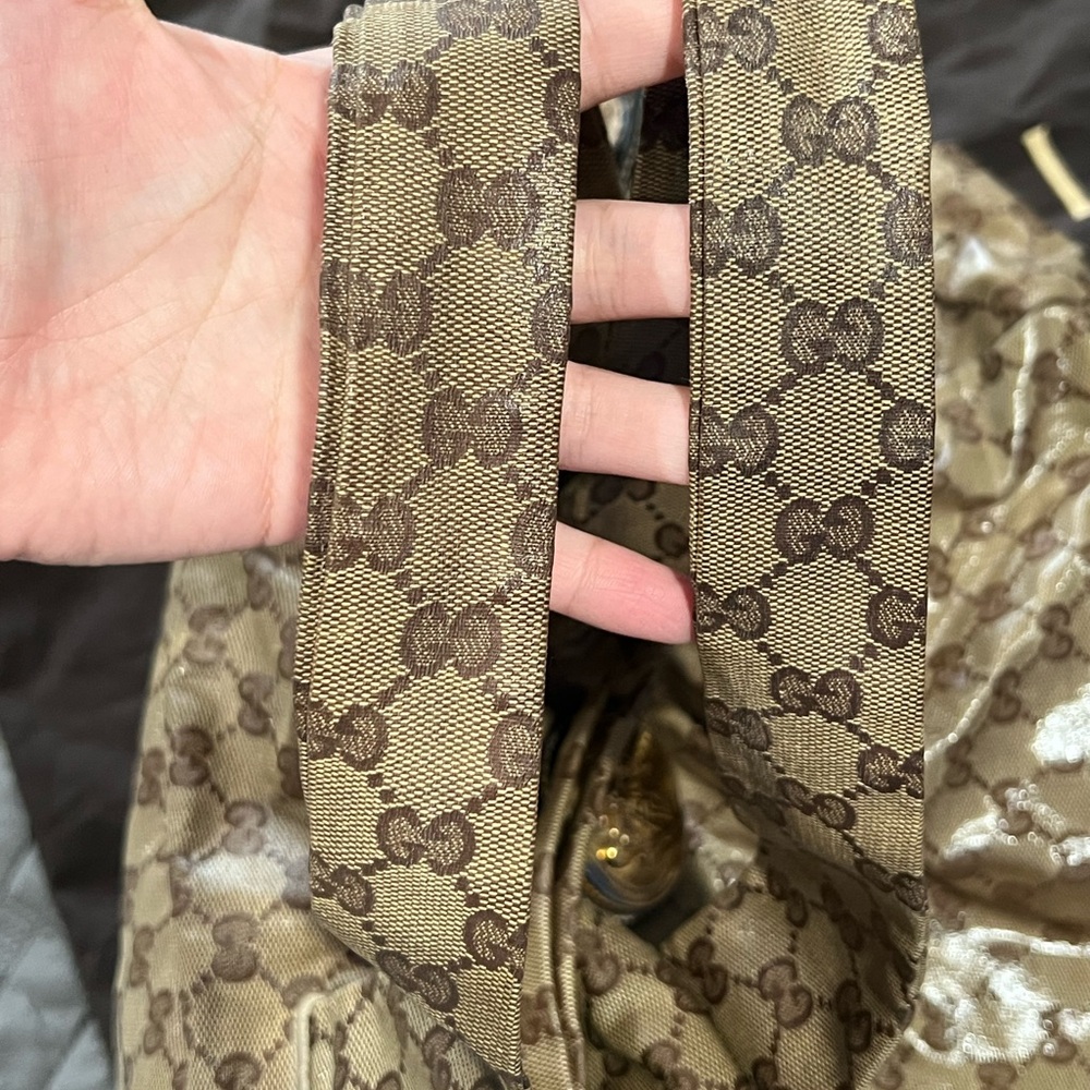 Gucci Hysteria Beige and BrownCrystal Large GG Water-resistant Shoulder Bag - Picture 11 of 16